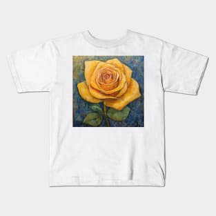 Folk Art Yellow Rose Kids T-Shirt